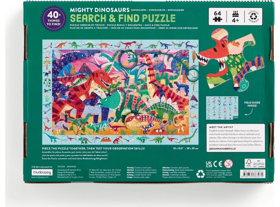 Mudpuppy Puzzle Majestátni dinosaury 64 dielikov