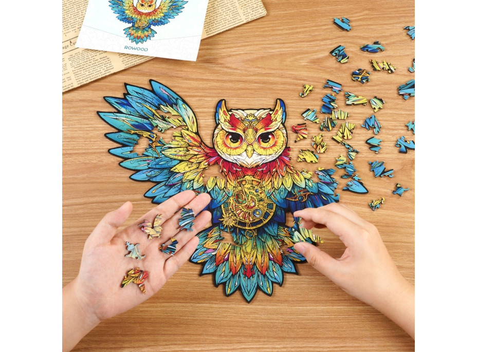 RoboTime Drevené puzzle Sova