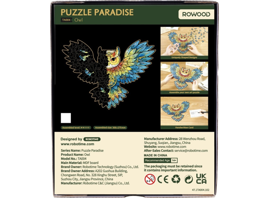 RoboTime Drevené puzzle Sova