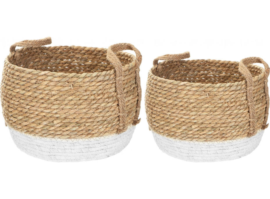 Súprava BOHO košov z morskej trávy - 2 kusy - prírodná/biela