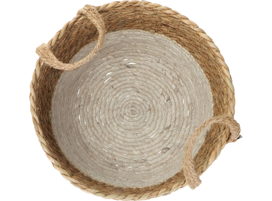Súprava BOHO košov z morskej trávy - 2 kusy - prírodná/biela