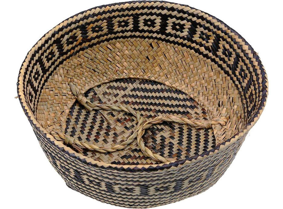 BOHO Ethnic kôš z morskej trávy - 25x28 cm - prírodný/čierny