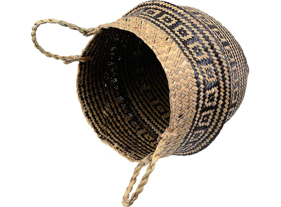 BOHO Ethnic kôš z morskej trávy - 25x28 cm - prírodný/čierny