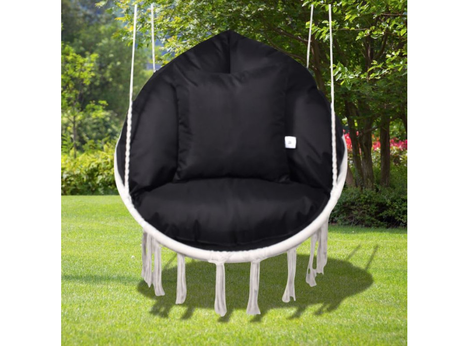 Vodeodolný sedací MAXI vankúš 100x15 cm do závesného kresla - čierny
