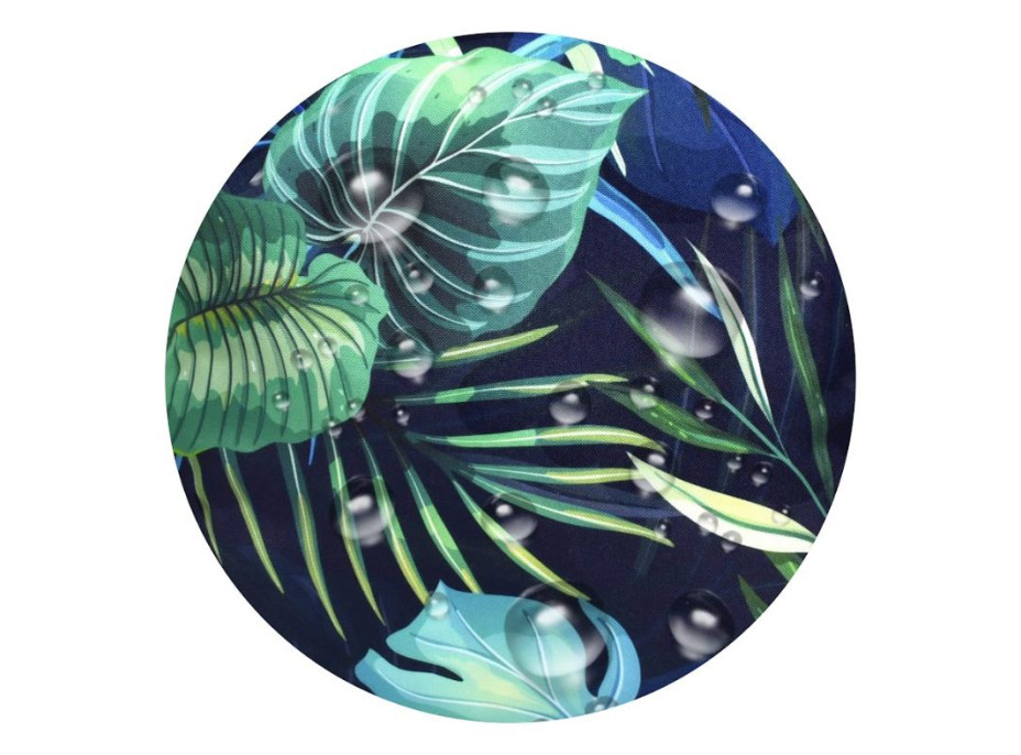 Vodeodolný sedací MAXI vankúš 100x15 cm do závesného kresla - monstera/tmavomodrý
