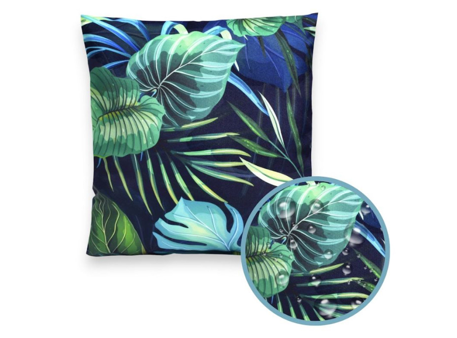 Vodeodolný sedací MAXI vankúš 100x15 cm do závesného kresla - monstera/tmavomodrý