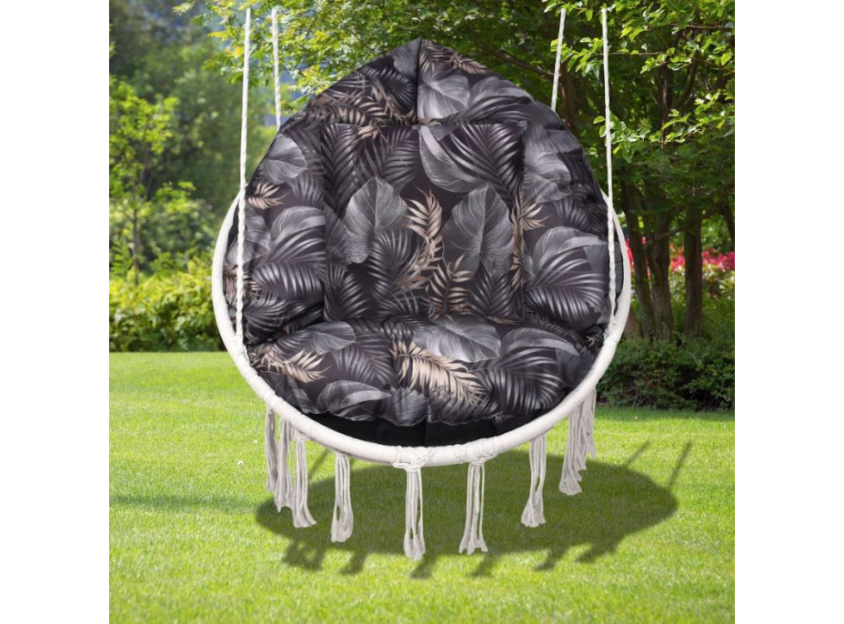 Vodeodolný sedací MAXI vankúš 100x15 cm do závesného kresla - zlaté palmy/čierny