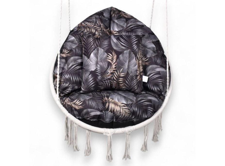 Vodeodolný sedací MAXI vankúš 100x15 cm do závesného kresla - zlaté palmy/čierny
