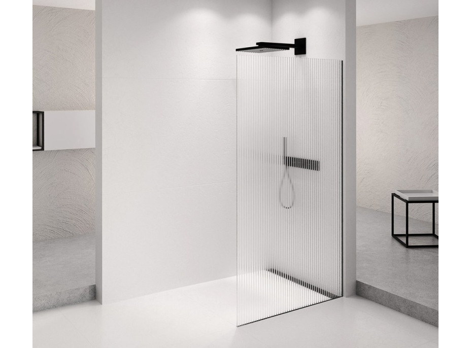 Polysan ARCHITEX BLACK MATT sprchová zástena 862mm, sklo Flute AXB90FL
