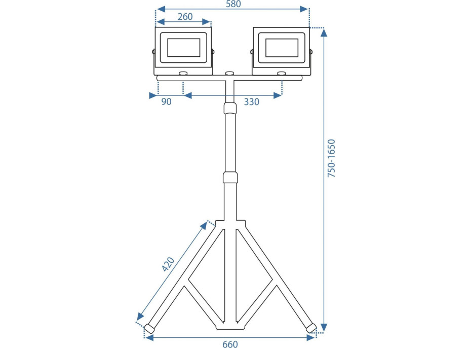 Halogénové LED stavebné svietidlo na stojane RSL006-2x100W