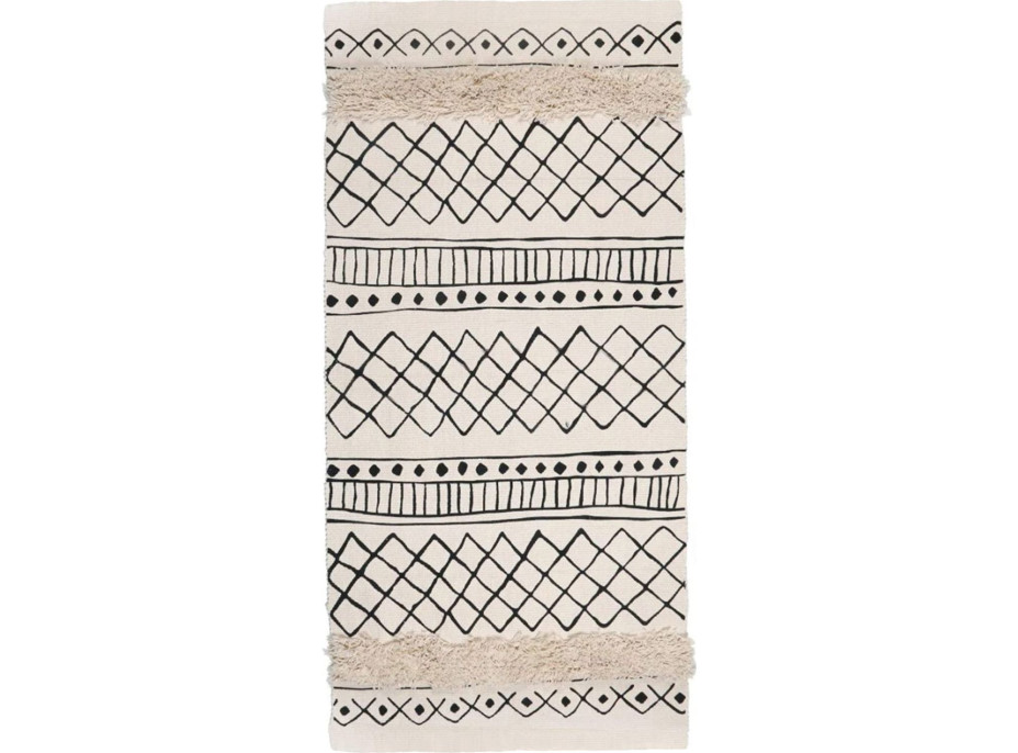 Kusový koberec BOHO - 50x160 cm - ecru/čierny