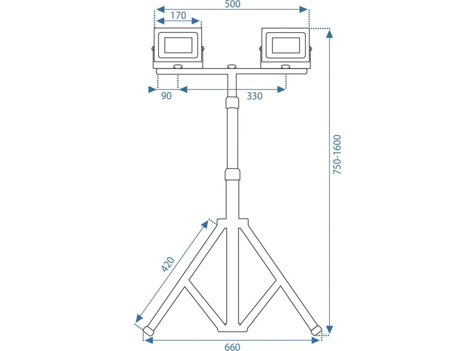 Halogénové LED stavebné svietidlo na stojane RSL005-2x50W