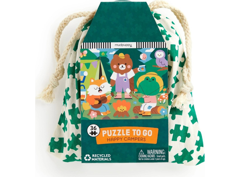Mudpuppy Puzzle Veselí kempari v látkovom vrecúšku 36 dielikov