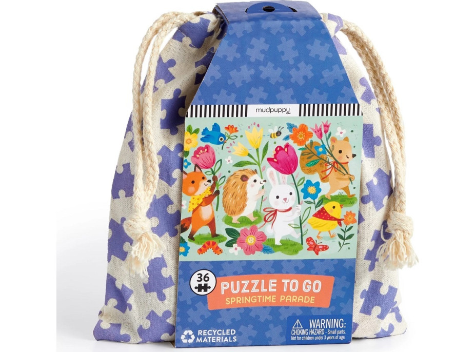 Mudpuppy Puzzle Jarný sprievod v látkovom vrecúšku 36 dielikov