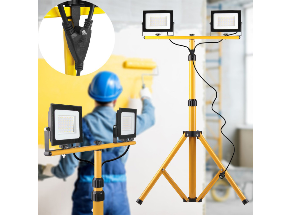 Halogénové LED stavebné svietidlo na stojane RSL005-2x50W