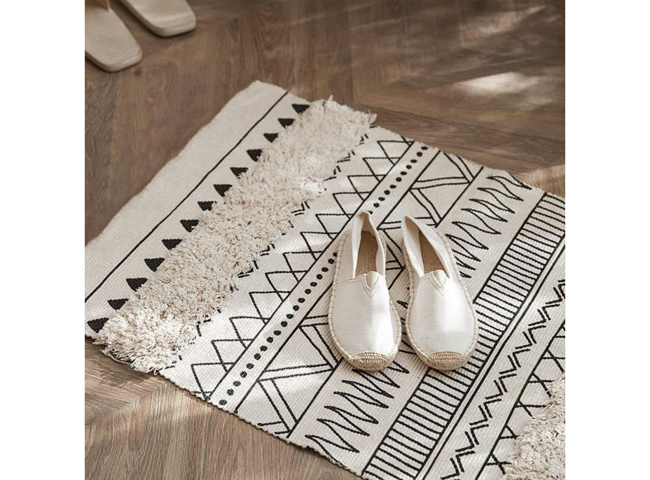 Kusový koberec BOHO - 50x160 cm - ecru/čierny