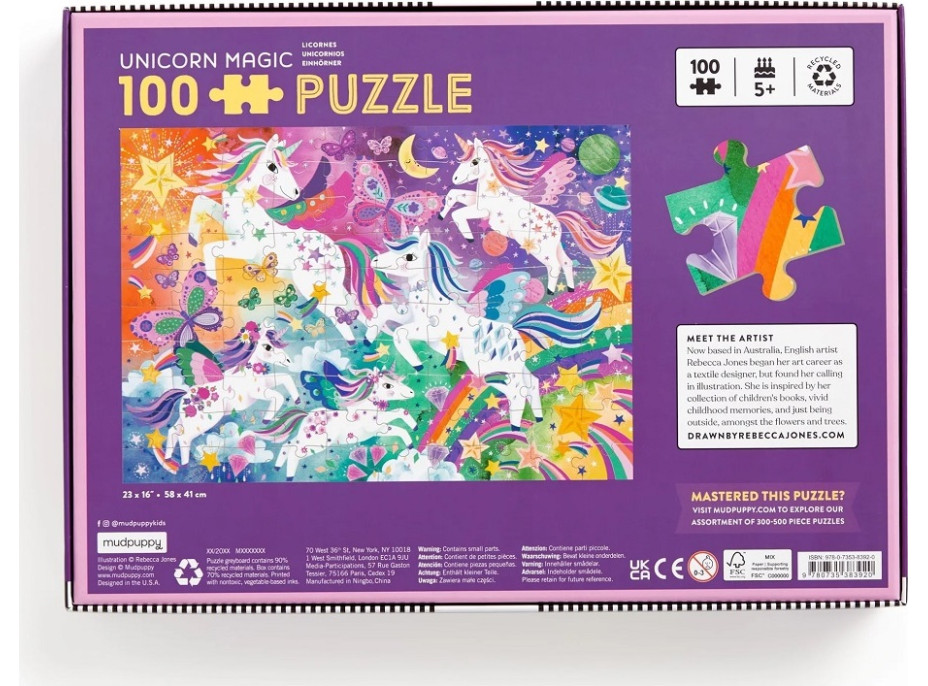 Mudpuppy Puzzle Kúzelní jednorožci 100 dielikov