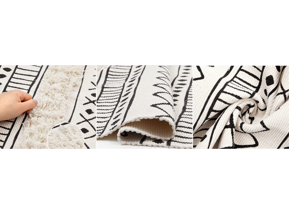Kusový koberec BOHO - 50x160 cm - ecru/čierny