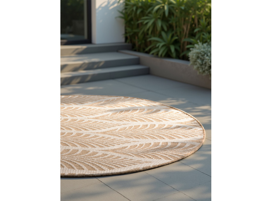 Kusový koberec Duet Liora Beige/White kruh - na von aj na doma