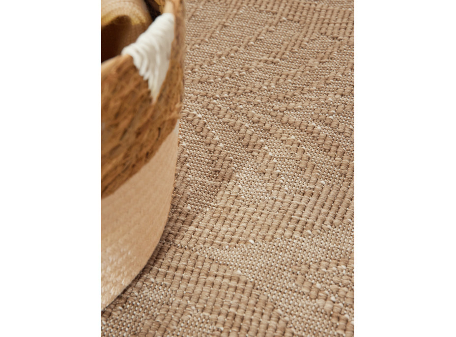 Kusový koberec Duet Liora Beige/White kruh - na von aj na doma