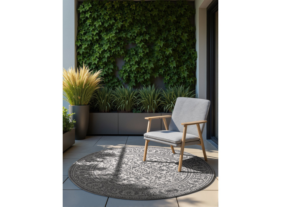 Kusový koberec Duet Kona White/Gray kruh - na von aj na doma