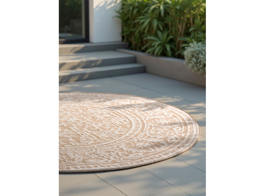 Kusový koberec Duet Kona Beige/White kruh - na von aj na doma