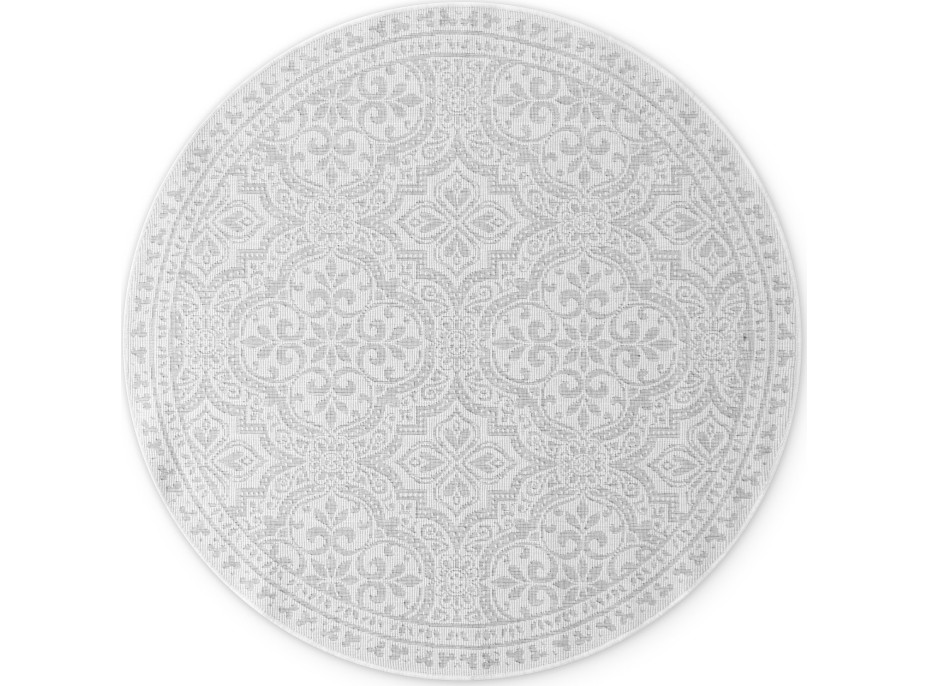 Kusový koberec Duet Rosel White/Gray kruh - na von aj na doma