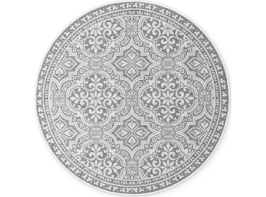 Kusový koberec Duet Rosel White/Gray kruh - na von aj na doma