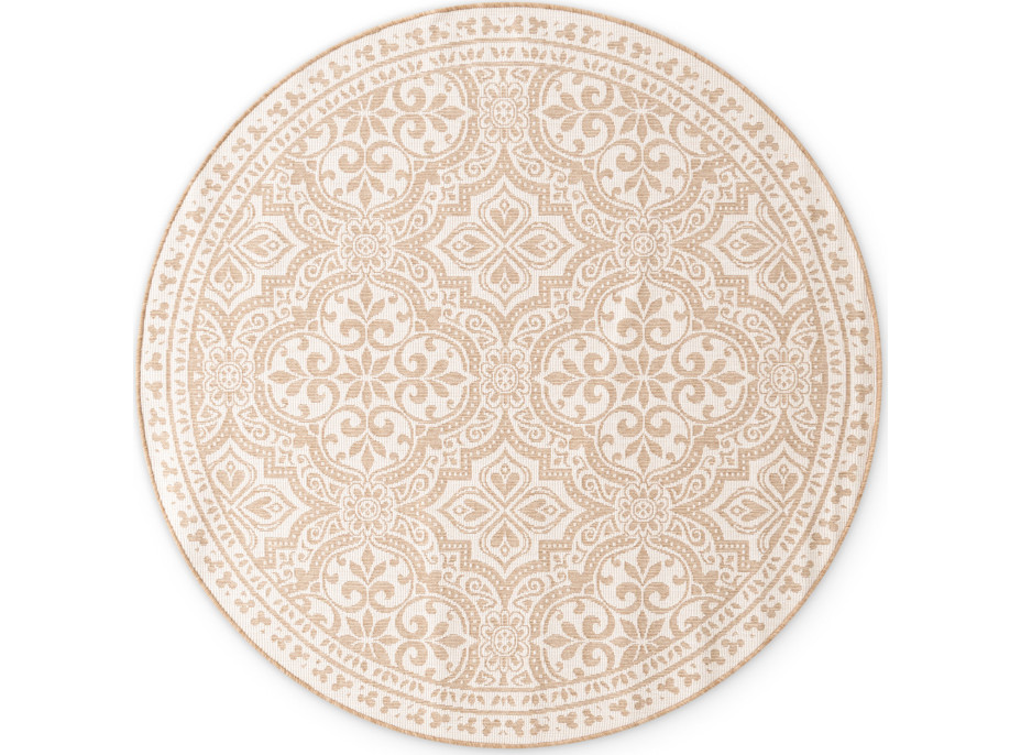 Kusový koberec Duet Rosel Beige/White kruh - na von aj na doma
