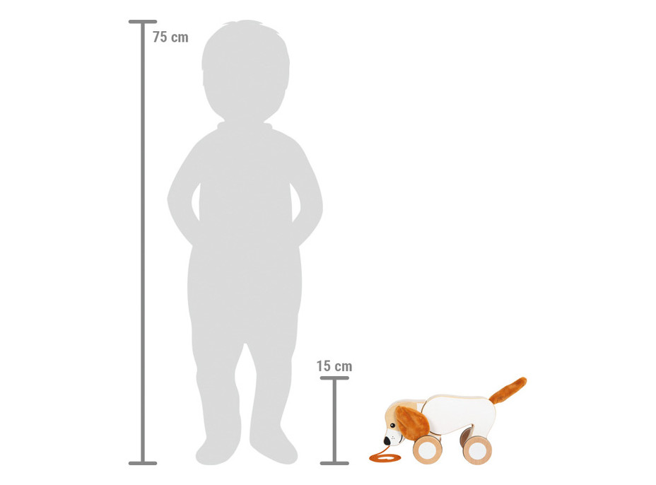 small foot Drevená ťahacia hračka Psík so šuštivými uškami