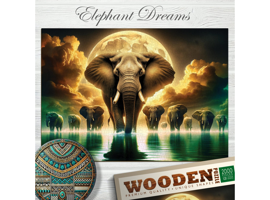 WOODEN CITY Drevené puzzle Slonie sny 2000 dielikov