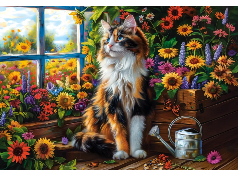 CASTORLAND Puzzle Mačacia meditácia v skleníku 1000 dielikov