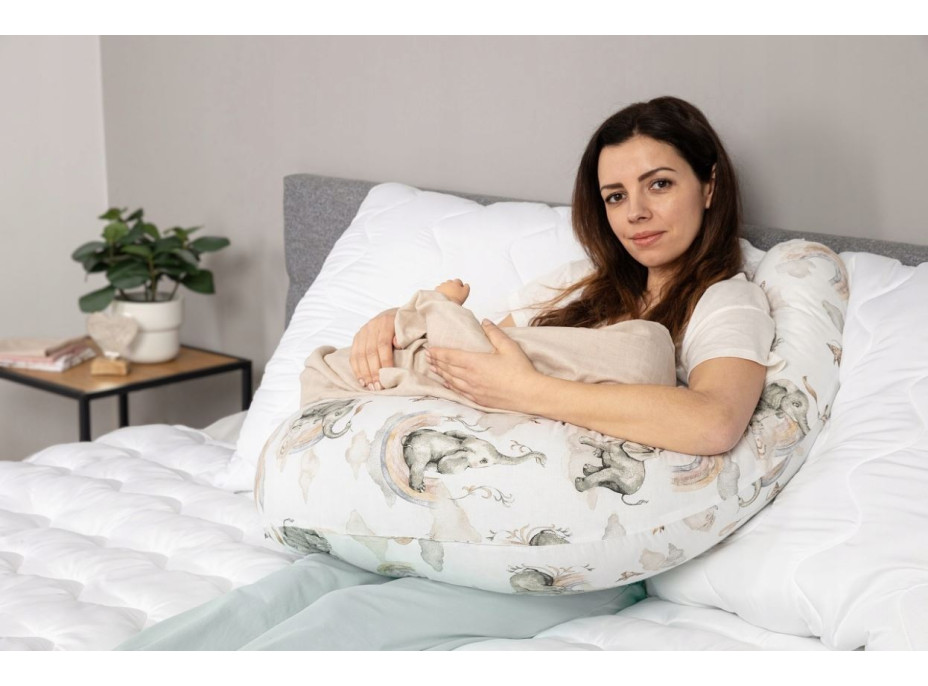 Tehotenský a dojčiaci vankúš BABYMAM PREMIUM 300 cm 3v1 - Sloník na obláčiku