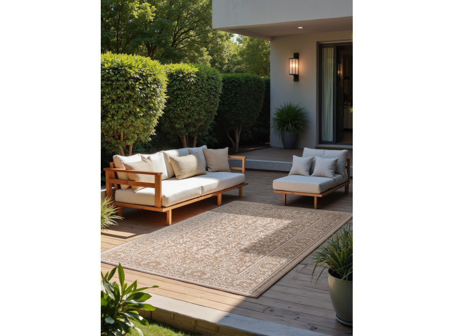 Kusový koberec Duet Kona Beige/White - na von aj na doma