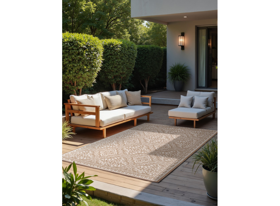 Kusový koberec Duet Rosel Beige/White - na von aj na doma