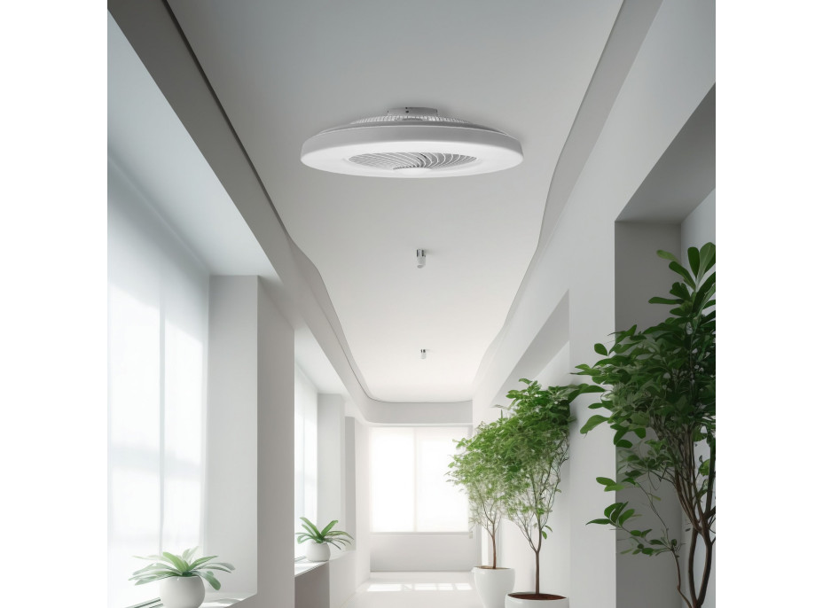 Stropné LED svietidlo s ventilátorom na diaľkové ovládanie - biele