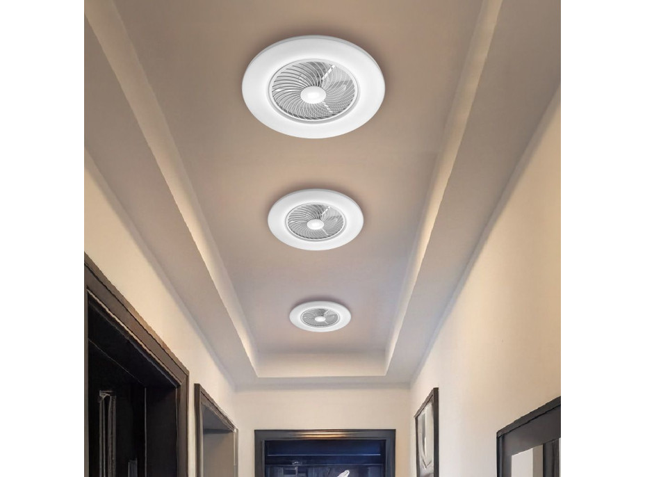 Stropné LED svietidlo s ventilátorom na diaľkové ovládanie - biele