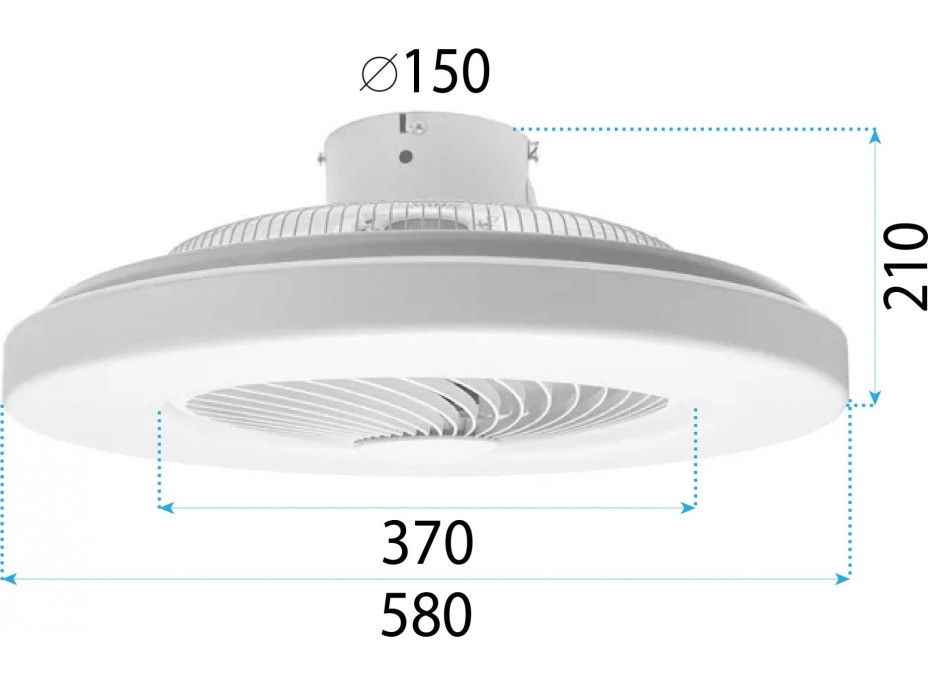 Stropné LED svietidlo s ventilátorom na diaľkové ovládanie - biele