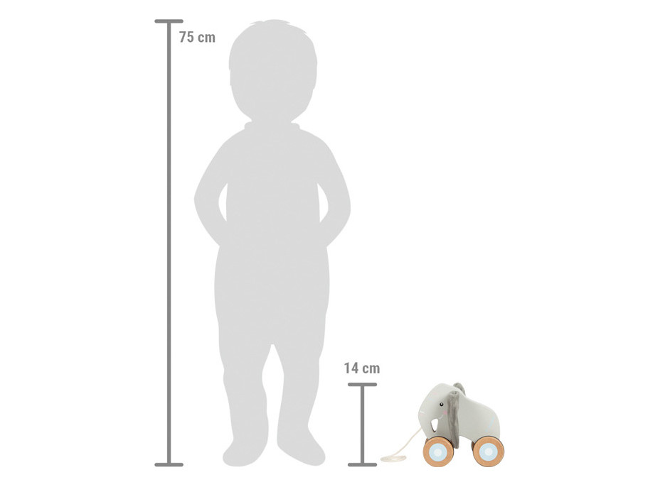 small foot Drevená ťahacia hračka Slon so šuštivými uškami