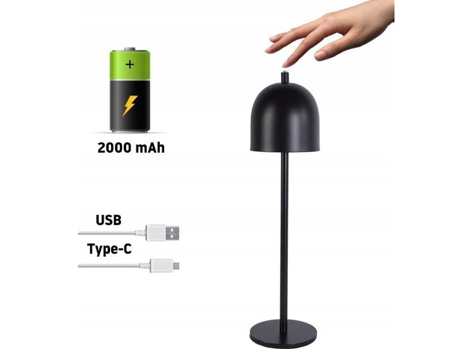 Dotyková nočná lampička MODERN - čierna