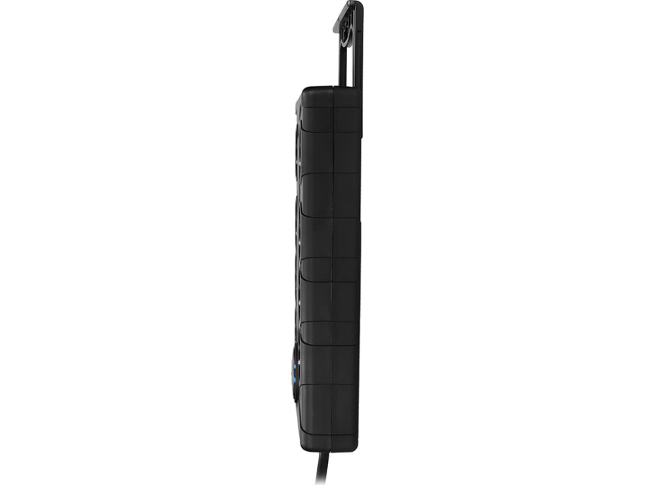Solight prepäťová ochrana, 8z, USB A + CA, 2m, čierna
