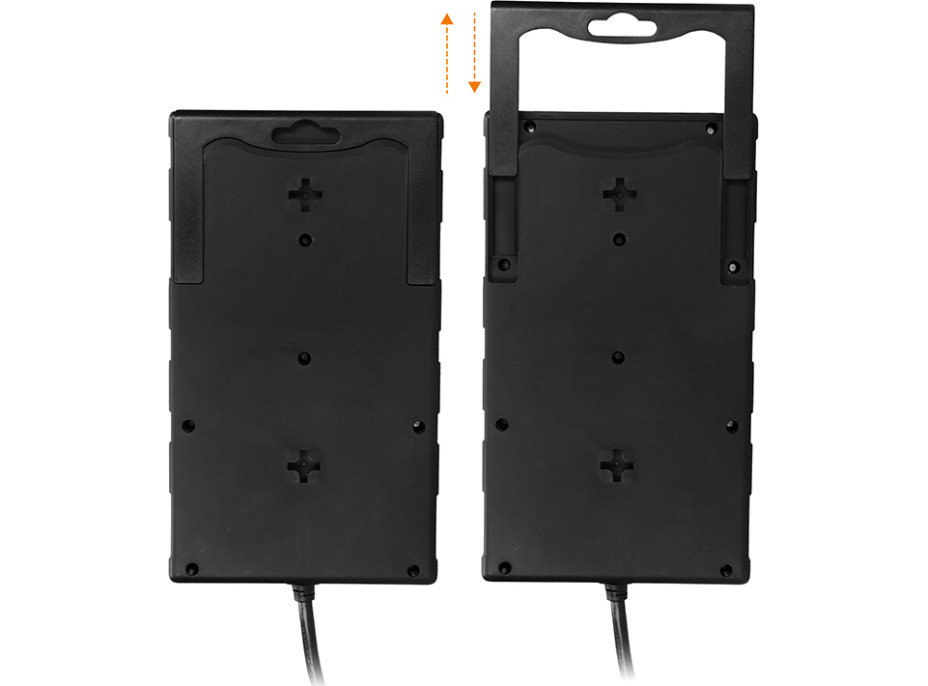 Solight prepäťová ochrana, 8z, USB A + CA, 2m, čierna