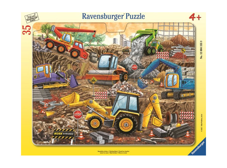 RAVENSBURGER Puzzle Stavebné stroje v plnom prúde 35 dielikov