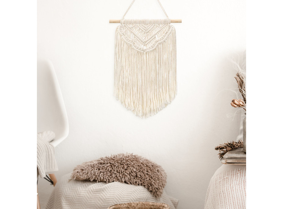 Závesná dekorácia macramé BOHO - ecru