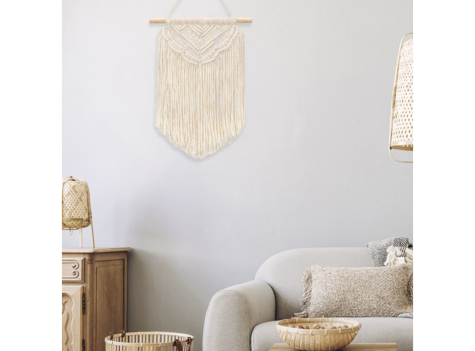 Závesná dekorácia macramé BOHO - ecru