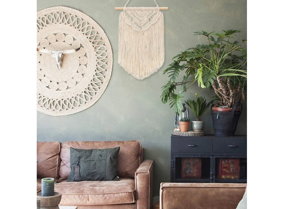 Závesná dekorácia macramé BOHO - ecru