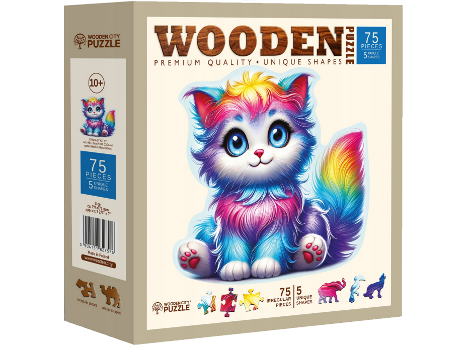 WOODEN CITY Drevené puzzle Farebné mačiatko 75 dielikov