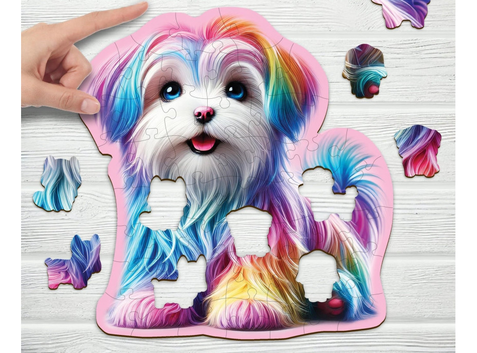 WOODEN CITY Drevené puzzle Veselé šteňa 50 dielikov