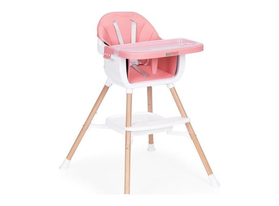 ECOTOYS Jedálenská stolička 2v1 Ružová