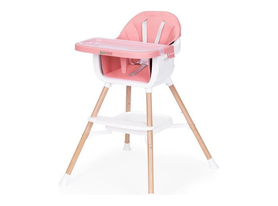 ECOTOYS Jedálenská stolička 2v1 Ružová